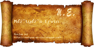 Mátyás Ervin névjegykártya